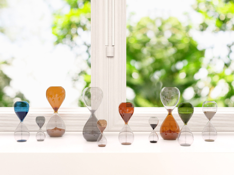 Modern glass hourglass