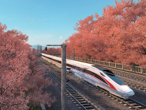 Chinese-style high-speed rail Fuxing Cherry Blossom Forest