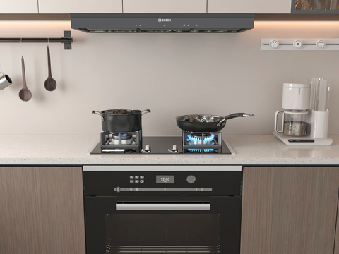 Gas stove range hood steaming oven integrated stove