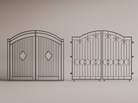 European-style courtyard gate wrought iron gate