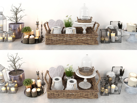 Modern Decorations Ornaments Bamboo Basket Candle Lamp