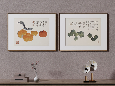 New Chinese Decorative Painting Persimmon Painting DiningRoom Painting