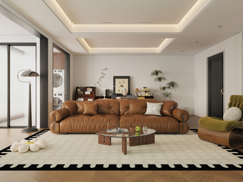 Mid-century Style Living Room Horizontal Hall Large Flat Floor Living Room