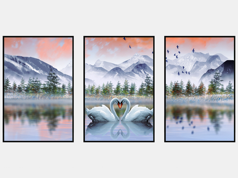 Chinese Oil Painting Swan Painting Decorative Painting