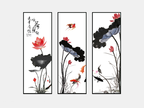 Chinese Lotus Painting Combination Painting Decorative Painting