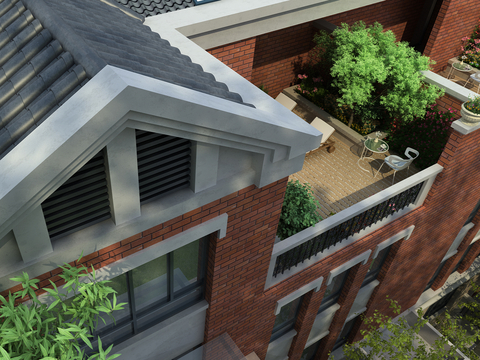 Modern roof terrace view