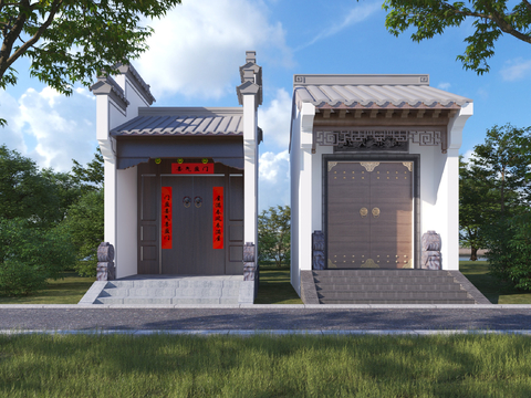 Chinese-style courtyard gate