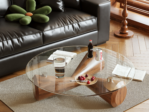 Log Style coffee table glass coffee table