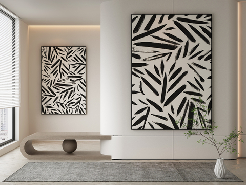 Modern Decorative Painting Black and White Hanging Painting