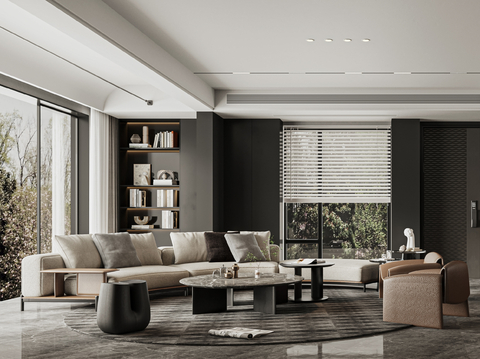 Italian Affordable Luxury Style Living Room Large Flat Floor Horizontal Hall