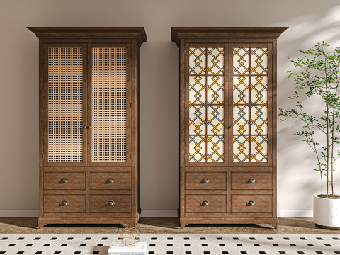 Quiet wardrobe rattan wardrobe