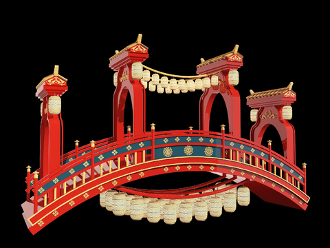 New Chinese-style Corridor Bridge Device Art Display Gufeng Bridge