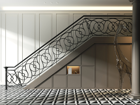 European-style iron staircase