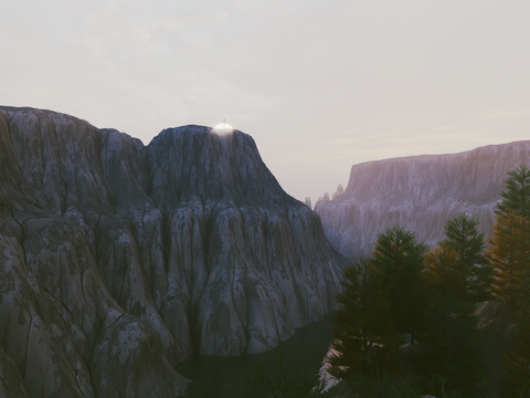 Canyon Dusk Early Morning Scenery River