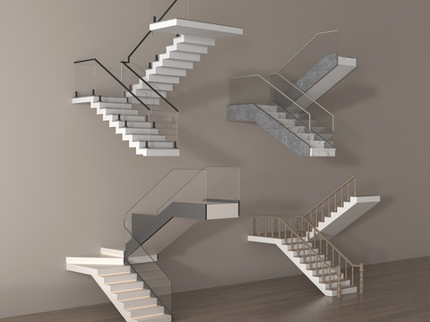 Modern Handrail Stairs Glass Stairs