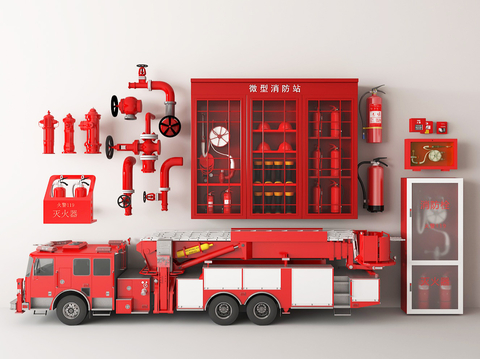 Mini fire station fire hydrant fire truck fire extinguisher fire equipment