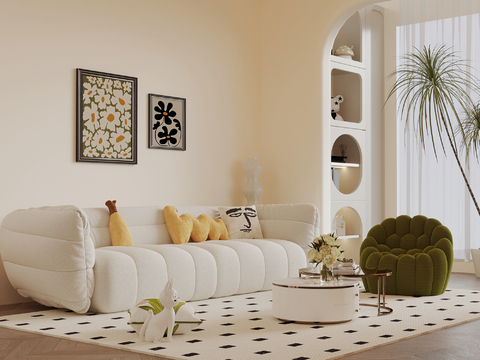 Cream Style multi-person sofa soft sofa