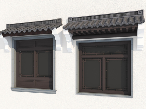 Chinese-style window lintel eaves ridge slope roof