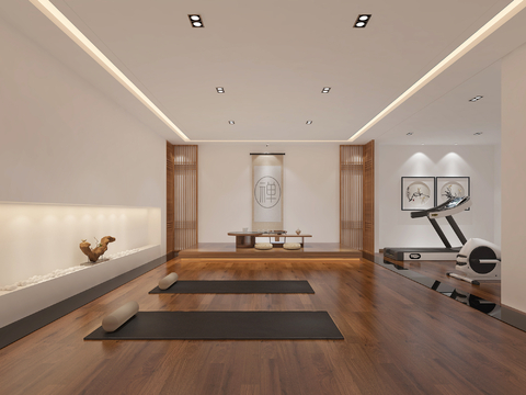 Neo-Chinese Style Villa Fitness Area Yoga Studio