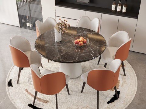 Affordable Luxury Style Dining Table and Chair Round Dining Table