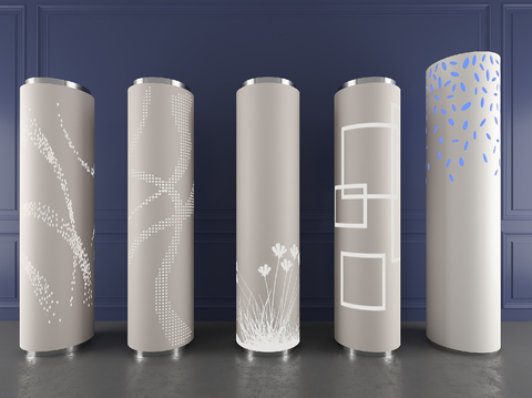 Modern Mall Columns Cylindrical Wrappage Perforated Columns