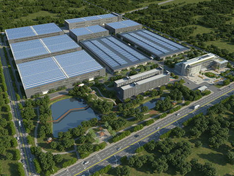 Plant bird's-eye view of industrial park