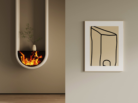 Hanging fireplace stove flame