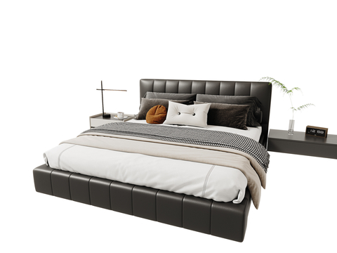 Italian Double Bed Leather Bed