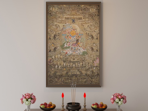 Tibetan Thangka Treasure Heavenly King Hanging Painting