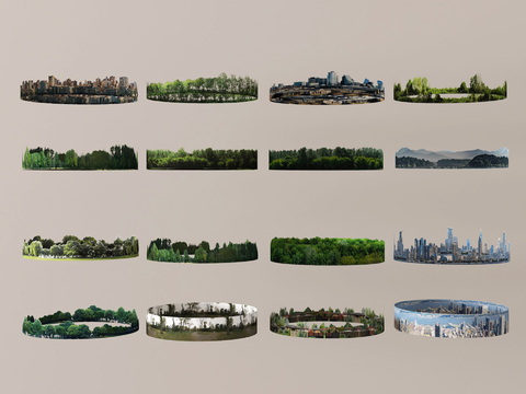 surround background city background green plant background forest exterior 3d