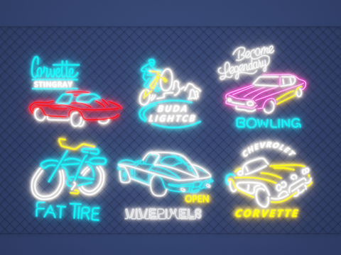 car billboard sign logo trademark neon lights