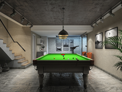 Industrial wind basement billiard room