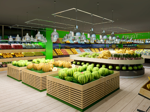 Modern fruit store supermarket fresh fruit area