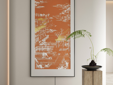 Neo-Chinese Style Decorative Painting Architectural Painting National Tide Hanging Painting