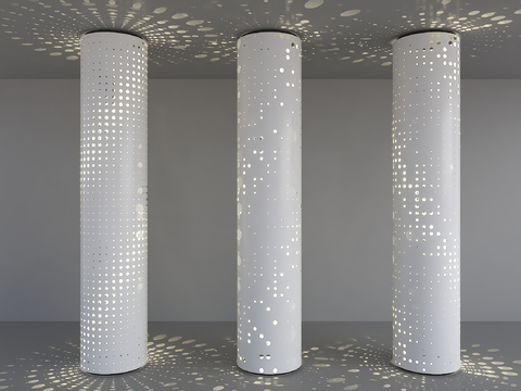 Modern hollow cylindrical transparent column luminous column