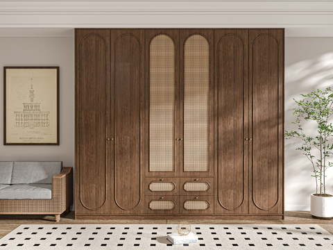 Quiet wardrobe rattan wardrobe