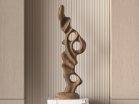 Modern abstract wood sculpture