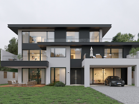 Modern single-family villa exterior