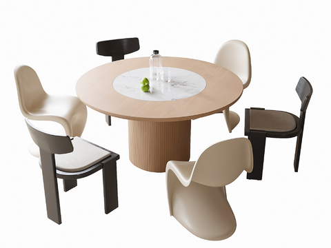 Round Dining Table and Chair Solid Wood Dining Table