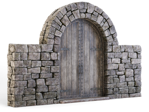 Brick wall wall wall retro wall brick stone wall wood door