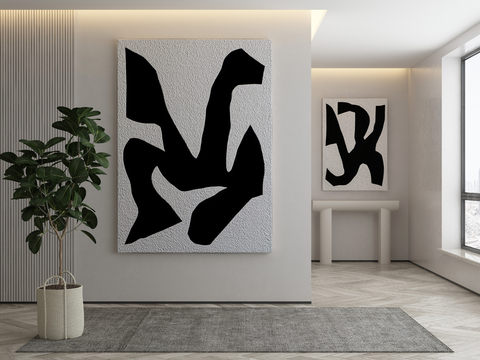 Modern Decorative Painting Abstract Painting Black and White Hanging Painting