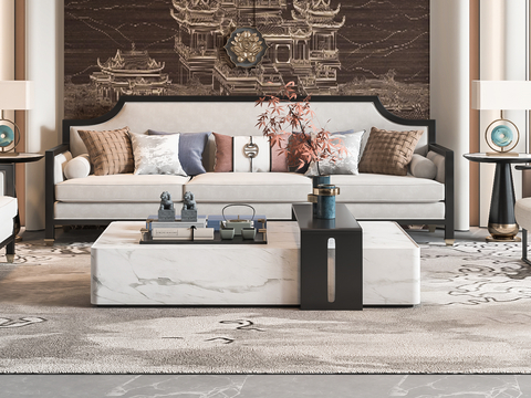 Neo-Chinese Style Sectional Sofa