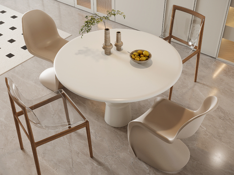 Cream Style round dining table dining table and chair