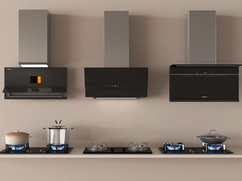 Range hood, gas stove, stove, stove top, pot