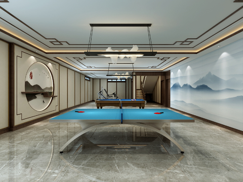 Neo-Chinese Style Leisure Room Recreation Room Basement