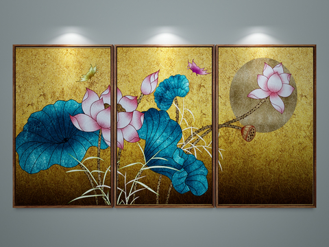 New Chinese Decorative Painting Combination Painting Lotus Hanging Painting