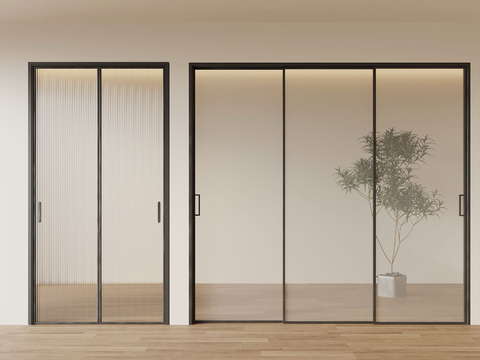 Modern glass sliding door double door