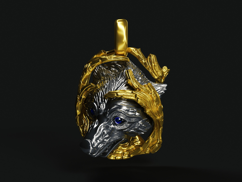 Wolf head necklace pendant