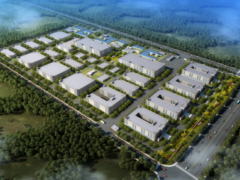 Plant bird's-eye view of industrial park