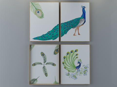 decorative painting art painting peacock hanging painting